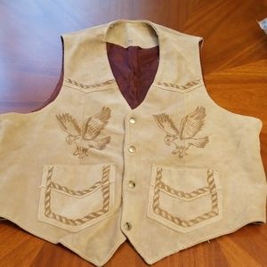 Leather eagle branded vest vintage handmade D1:6:8
